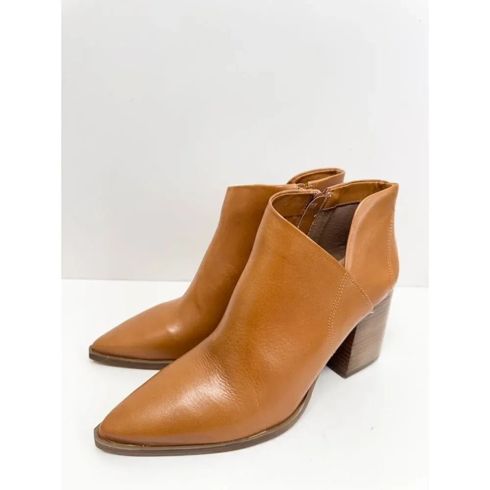 Arezzo Leather‎ Boots Size 9 Pointed Toe Block Heel Pull On Booties NEW